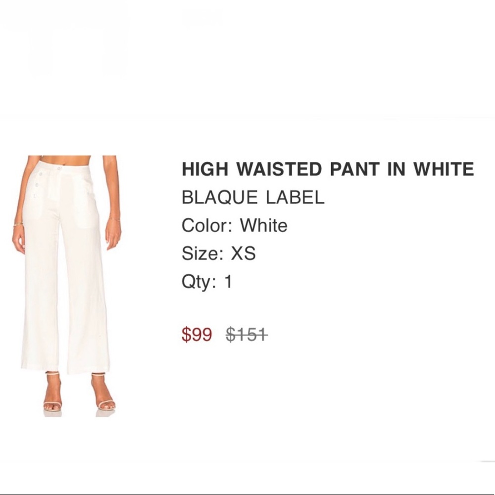 Blaque Label High Waist White Pants sizeXS